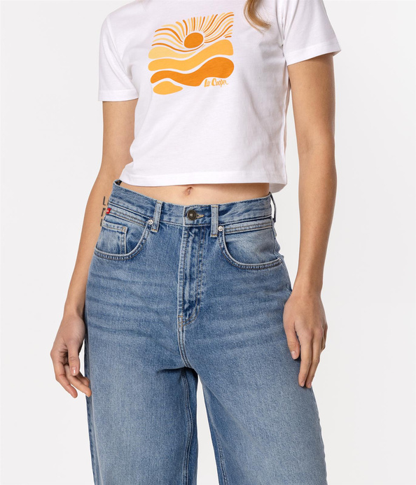 T-shirt damski z nadrukiem SUN 1160 WHITE ORANGE