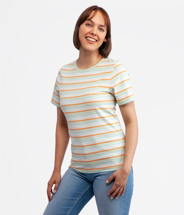 Dopasowany t-shirt w paski TELMA ORGANIC MUSKMELON