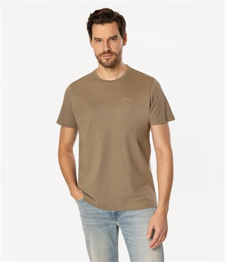 T-shirt z małym haftowanym logo OBUTCH 0875 COVERT GREEN