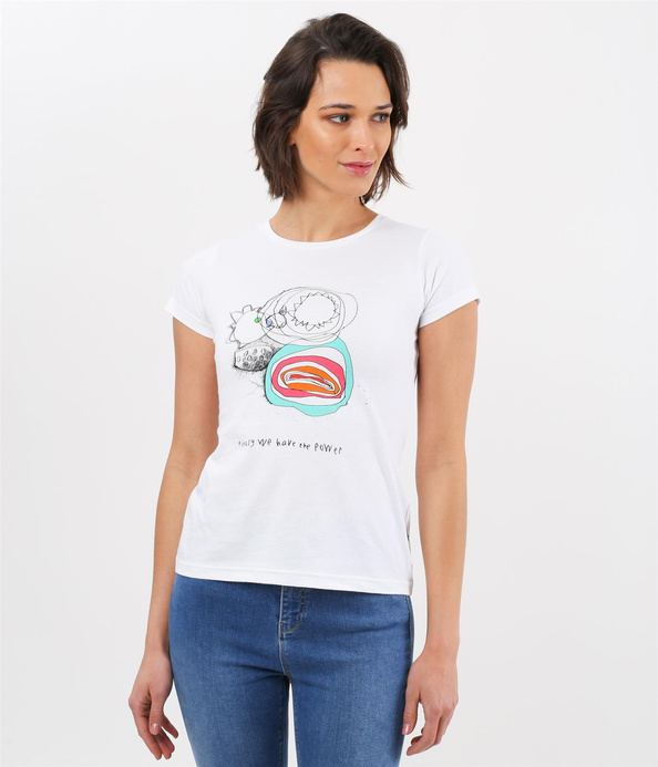 Dopasowany t-shirt z nadrukiem POWER 1010 WHITE
