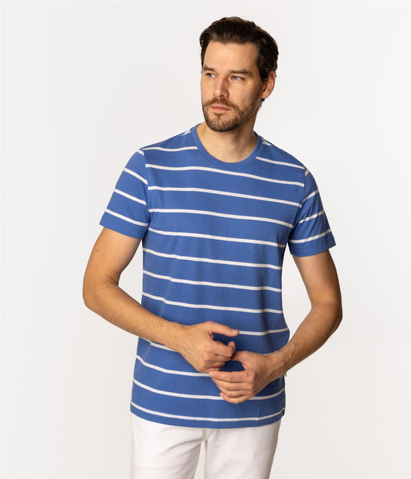 T-shirt męski w paski STRIPES1 4180 BLUE YONDER