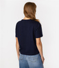 T-shirt damski z lnem CROPPED 8515 NAVY BLAZER