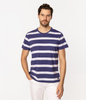 T-shirt męski z lnem w paski POCKET3 8515 VINTAGE INDIGO