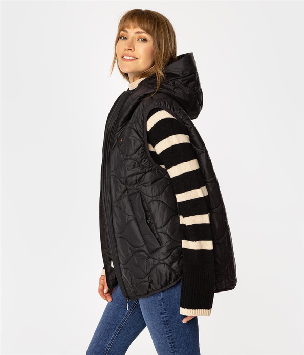 Kamizelka damska oversize z kapturem IDA 8912 BLACK