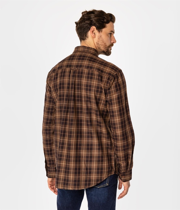 Koszula męska comfort w kratę NEW TENBY 10KZ BROWN