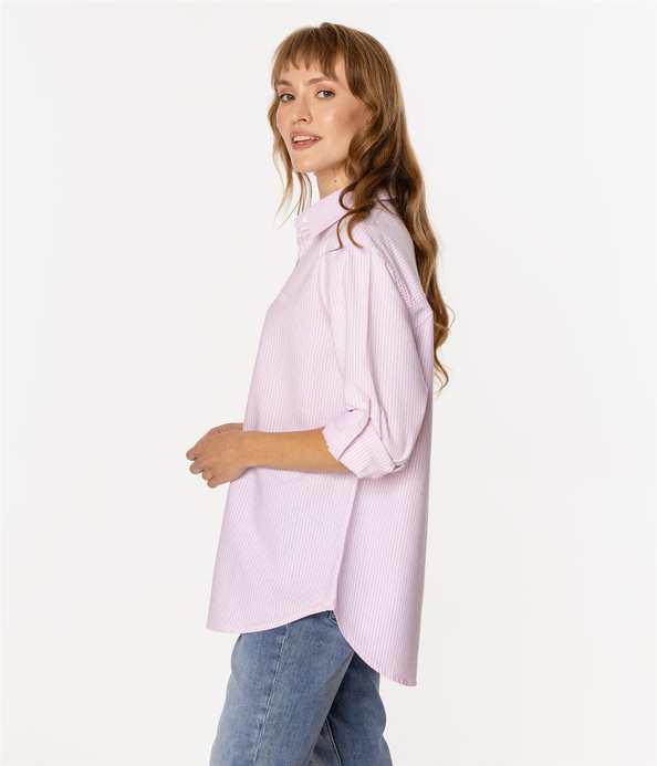 Bawełniana koszula damska regular z długim rękawem LINA OXFORD MARYS ROSE