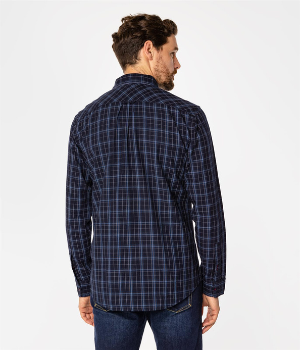 Koszula męska regular w kratę REY 15KZ NAVY