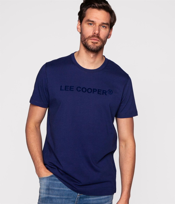 T-shirt regular z brandowanym napisem LOGO BLOCK 3933 MEDIEVAL BLUE