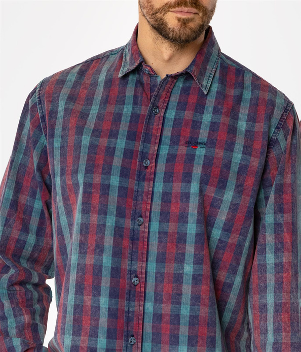Koszula regular w kratę WAYNE 9308 GREEN INDIGO