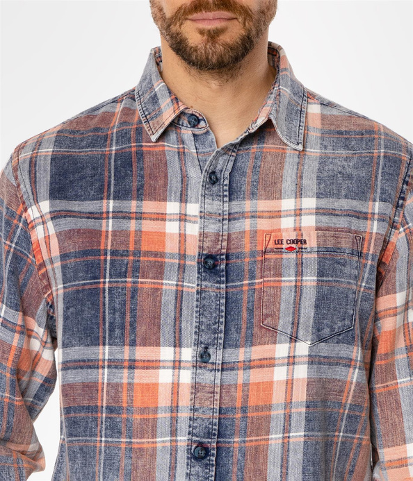 Koszula regular w kratę WILL 9339 ORANGE INDIGO