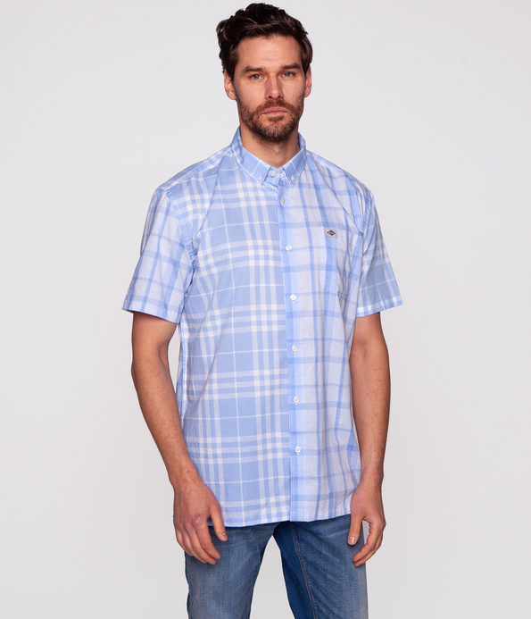 Koszula męska comfort z lnem REJLAND2 2000 BLUE