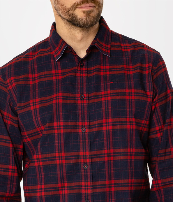 Koszula męska regular w kratę REY 04KZ RED