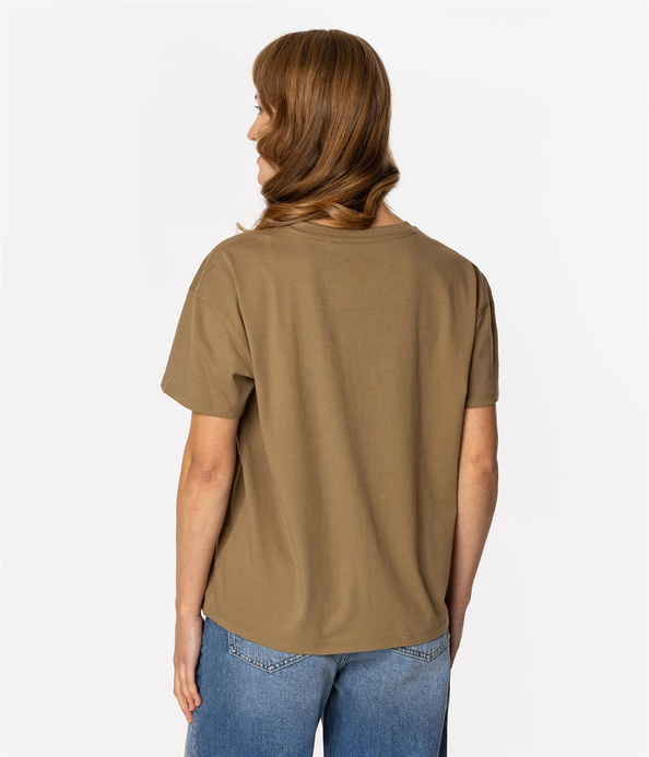 T-shirt damski z nadrukiem FLOWERS7 1145 COVERT GREEN