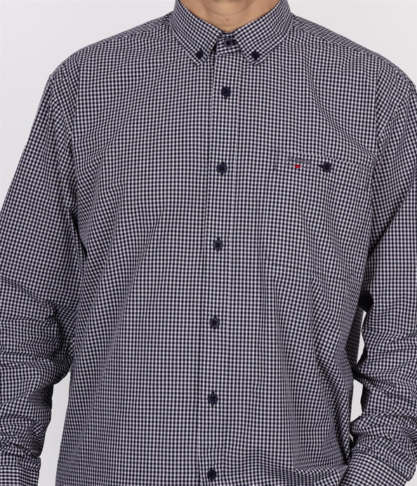 Koszula męska comfort w drobną kratę NEW TENBY KZ74 NAVY