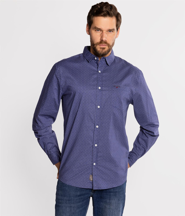 Koszula męska regular z mikroprintem MANUEL 8305 BLUE