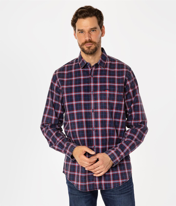 Koszula regular w kratę WILL 9307 NAVY INDIGO