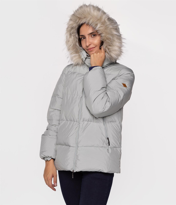 Puchowa kurtka z futrzastym kapturem LILA 2125 GREY