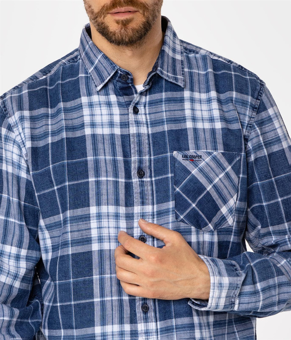 Koszula męska regular w kratę SCOTT 5735 NAVY INDIGO