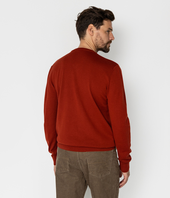 Sweter męski regular z wełną merino RIVER MERA RED OCHRE