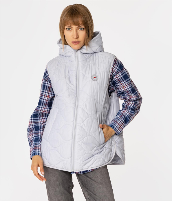 Kamizelka damska oversize z kapturem IDA 8912 NIMBUS CLOUD