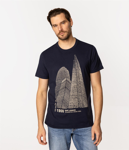 T-shirt męski z nadrukiem LONDON7 1160 NAVY BLAZER