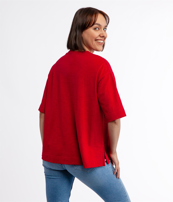T-shirt oversize z lnem OMENA 8515 RED