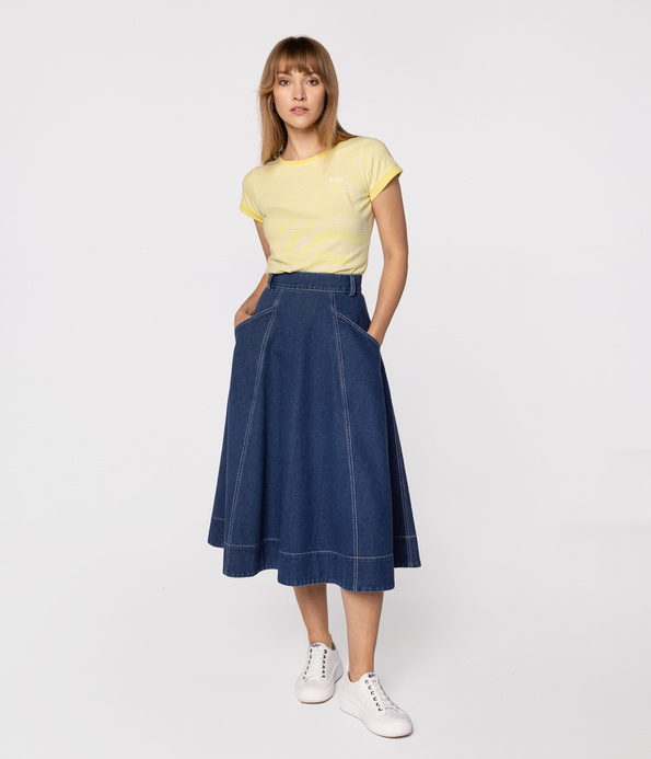 Jeansowa rozkloszowana spódnica NEMA 3084 STONE