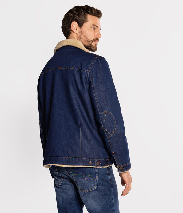 Jeansowa kurtka z futrzastym kołnierzem SHEPARD 2257 STONE