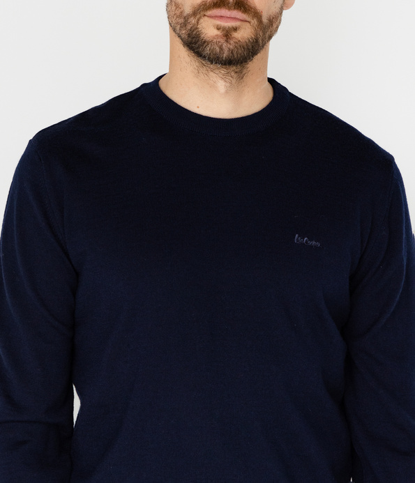 Sweter męski regular z wełną merino LOKI MERA NAVY