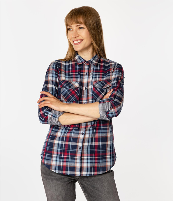Koszula damska regular w kratę ZELDA 6194 NAVY