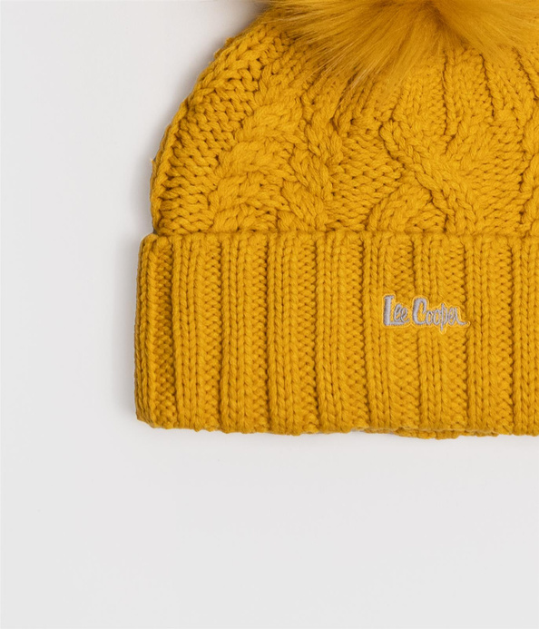 Czapka zimowa damska damska z pomponem 0100 YELLOW