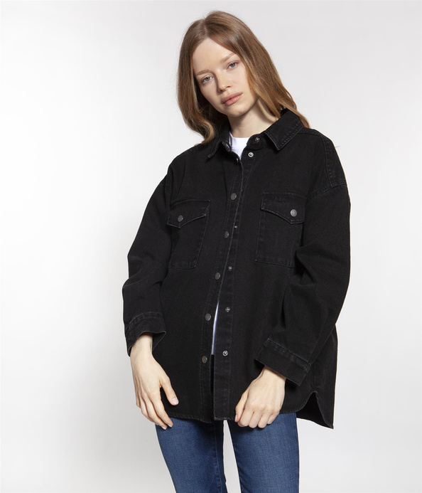 Koszulowa kurtka jeansowa EVY 2000 BLACK USED