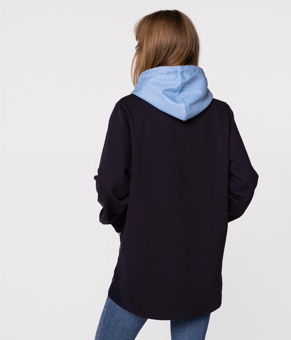 Rozpinana bluza damska z kapturem ELIA 4508 NAVY