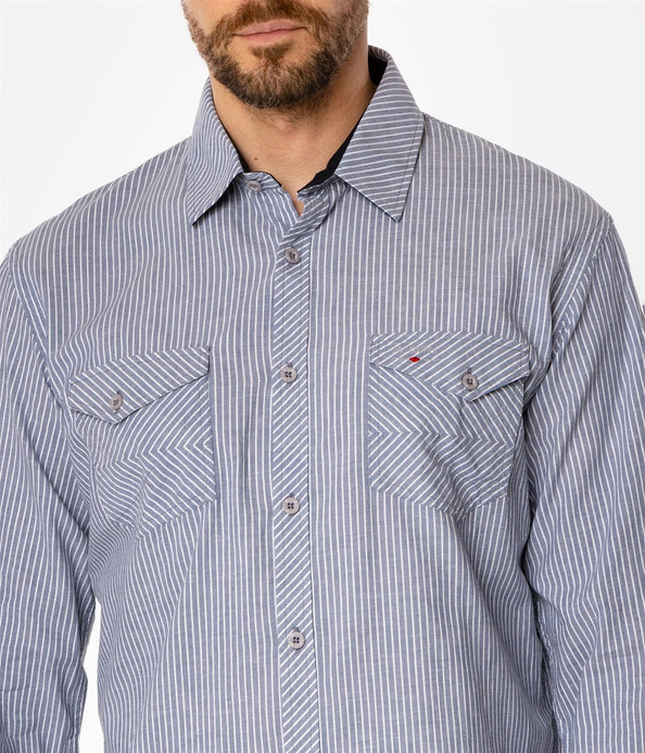 Koszula męska slim w pionowe paski MALT 44PZ BLUE