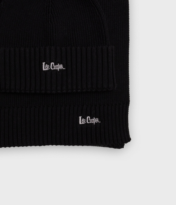 Komplet z kaszmirem unisex czapka zimowa i szalik 9011 BLACK