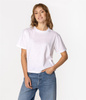 T-shirt damski z lnem CROPPED 8515 WHITE