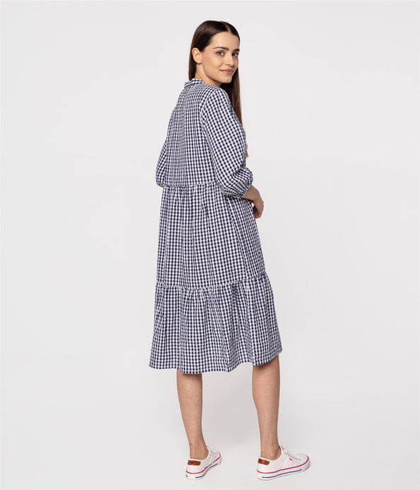 Sukienka w drobną kratkę ROSALIE 1090 NAVY