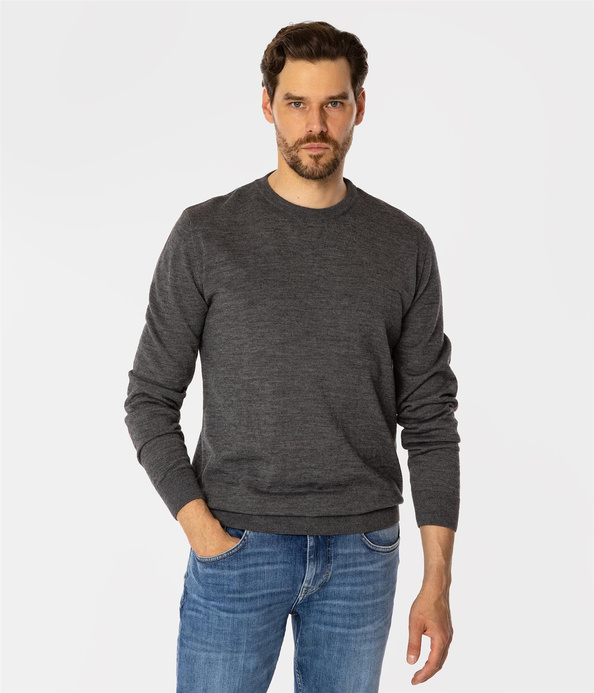 Sweter męski regular z wełną merino LOKI MERA GREY MELANGE