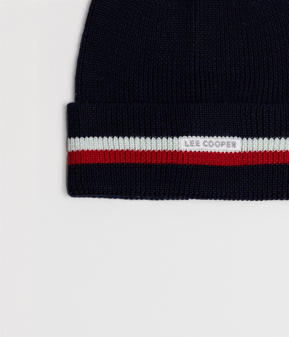 Czapka zimowa męska z wełną merino 5053 NAVY STRIPES