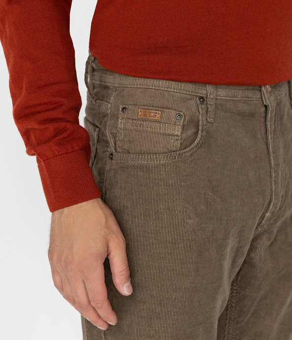 Sztruksowe spodnie straight RICKY 1201 BEIGE