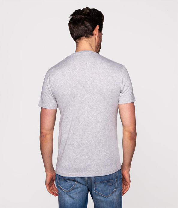 T-shirt slim z nadrukiem OFFICE 2020 GREY MELANGE
