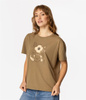 T-shirt damski z nadrukiem FLOWERS7 1145 COVERT GREEN