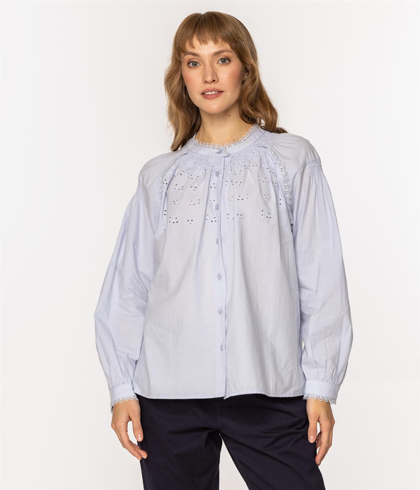 Ażurowa koszula damska z długim rękawem MURCJA 9719 BLUE