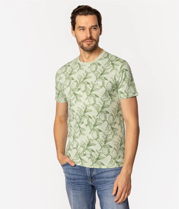 T-shirt męski z nadrukiem LEMON 3170 CAMEO GREEN