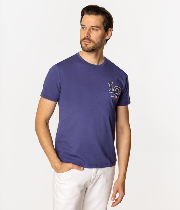 T-shirt męski z nadrukiem LETTERS 1145 VINTAGE INDIGO