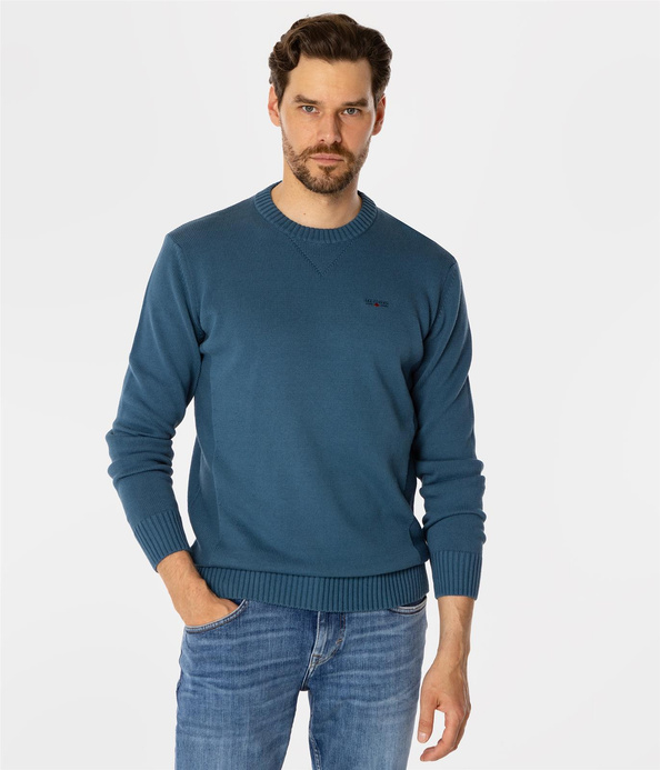 Sweter męski z bawełny organicznej BILL ORGANIC INDIAN TEAL