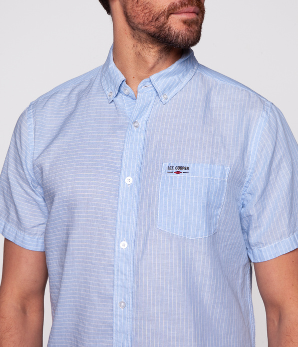 Koszula męska regular z lnem CHRISTIAN2 8008 SKY BLUE