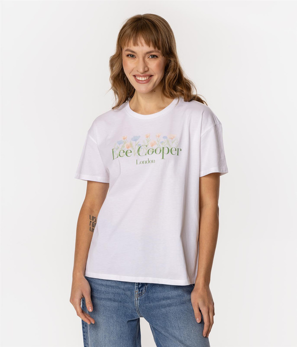 T-shirt damski z nadrukiem SPRING 1160 WHITE