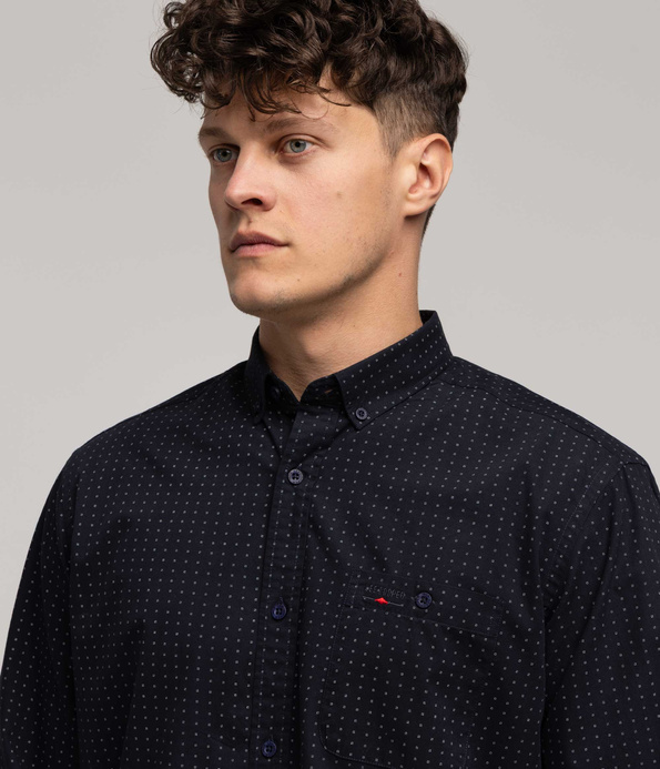 Koszula męska comfort z długim rękawem NEW TENBY 50ZM BLACK