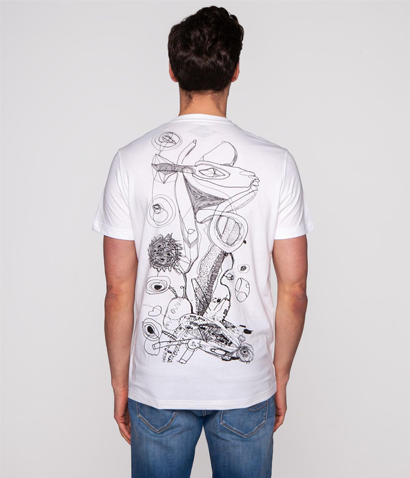 T-shirt regular z nadrukiem z tyłu STAN2 1010 WHITE